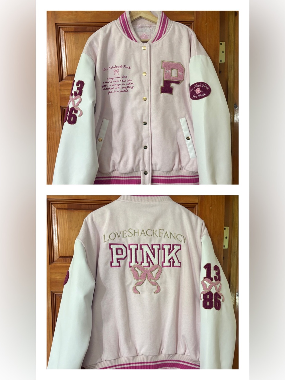 Love Shack Fancy x PINK Victoria’s Secret varsity jacket limited edition size L